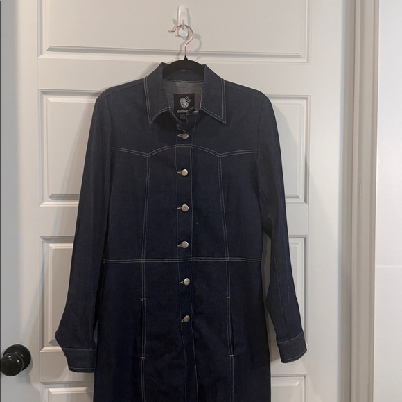 Dollhouse Denim Dress  Midi Jacket Blue Jean Vintage 1990s Y2K Clubwear Medium - Picture 2 of 5